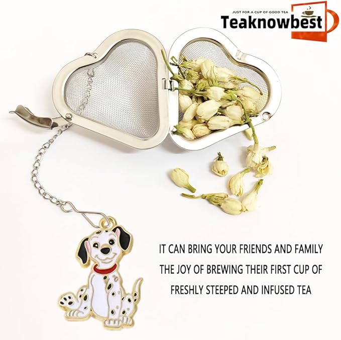 Dalmatian Dog Tea Infuser - Stainless Steel Loose Leaf Tea Ball with Chain, Fine Mesh Tea Strainer for Herbal/Green/Iced Tea, Gift for Tea Lovers (Dog, 2PCS) - Bloomnest