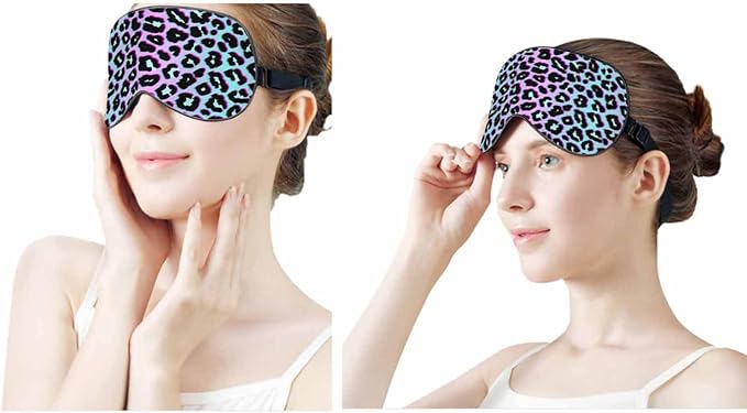 Leopard Sleep Eye Mask Animal Skin Retro 1980-1990'S Fashion Trendy Neon Colors Men Women Sleep Mask with Adjustable Strap Eye Cover Eye Shade for Travel, Nap,Meditation - Bloomnest