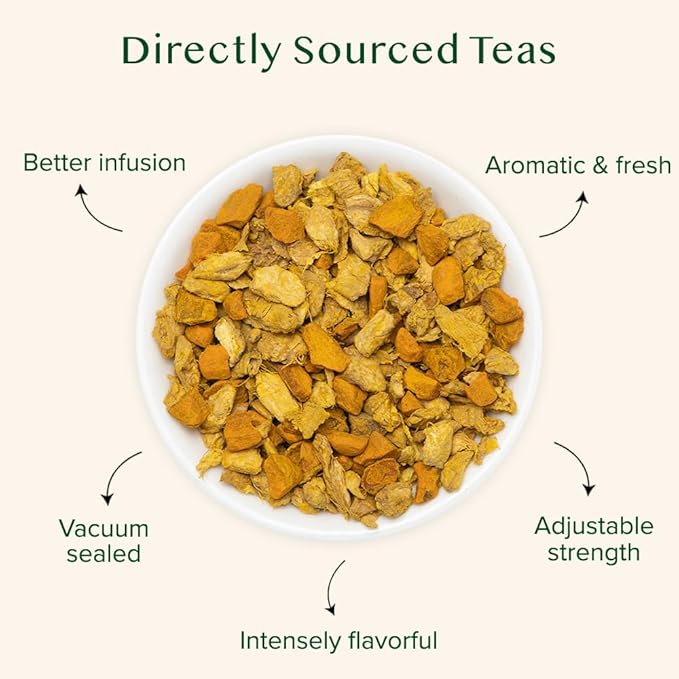 VAHDAM, Turmeric Ginger Herbal Tea (50+ Cups, 3.53oz) Caffeine Free | 100% Pure Herbal Blend - Savory & Spicy | Vacuum Sealed | Direct from Source - Bloomnest