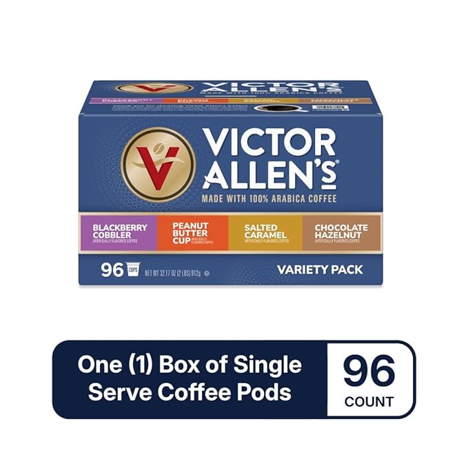 Victor Allen's Coffee Sweet and Salty Flavored Coffee Variety Pack 96 Count, Single Serve Coffee Pods for Keurig K-Cup Brewers - Bloomnest