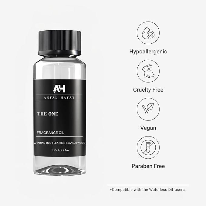 The One Hotel Scent Diffuser Oil 120ml - Aromatherapy Fragrance Inspired by 5-Star Hotels - Notes of Cardamom, Leather, Lemon, Cinnamon & Sandalwood - Inspired by Luxury Hotel The One Diffuser Scent - Bloomnest