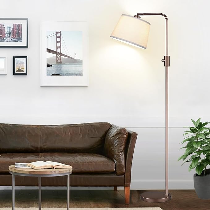 Nintiue [Upgraded] Dimmable Floor Lamp, 1000 Lumens LED Edison Bulb Included, Modern Arc Standing Tall Brown Floor Lamp for Living Room Bedroom Office Dining Room - Bloomnest