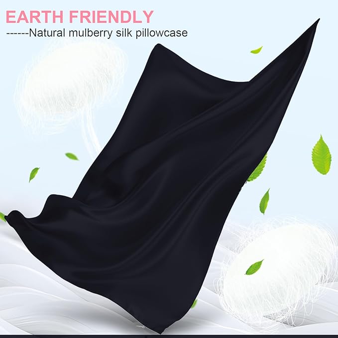 Mulberry Silk Pillow Cases Queen Size with Hidden Zipper, Ultra Smooth and Soft Breathable Cooling Silk Satin Pillowcase for Hair and Skin, Gifts for Women Men (Navy Blue, 20x30 Inches, 1 Pack) - Bloomnest