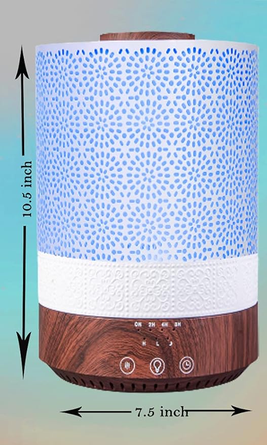 BlueHills 2500 ML XL Essential Oil Diffuser for Large Room Aroma Humidifier Home Decor Bed Baby Room Big Huge 2.5 L Capacity Long Run Color Lights Decorative Design High Mist Dark Wood Grain F004 - Bloomnest