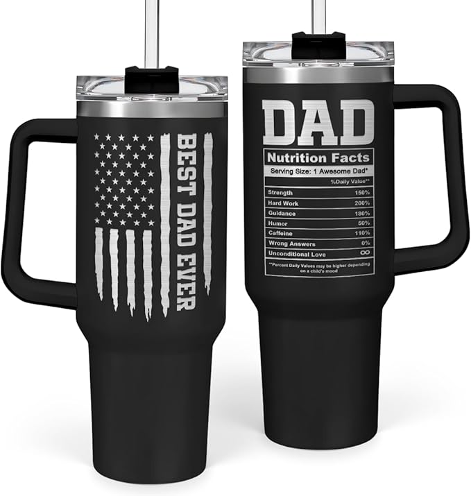 SANDJEST Best Dad Ever Tumbler 40oz Stainless Steel Insulated with Lid & Straw, Dads Gifts for Christmas Birthday Valentine Fathers Day, Father Coffee Cup Gift for Dad Daddy Father from Daughter Son - Bloomnest