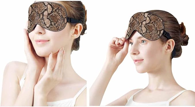 Brown Snake Skin Sleep Eye Mask Spotted Dot Men Women Sleep Mask with Adjustable Strap Eye Cover Eye Shade for Travel, Nap,Meditation - Bloomnest