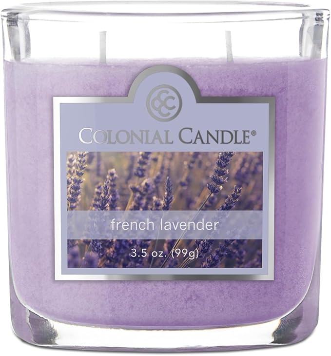 Colonial Candle French Lavender Scented Jar Candle, 2 Wick, 3.5 oz, Mottled Wax Candle - Bloomnest