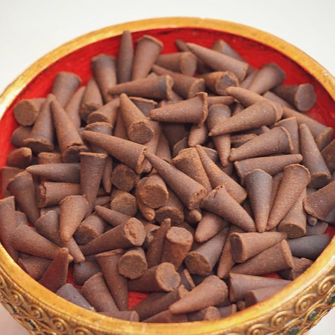 Bless International Patchouli 100%-Natural-Incense-Cones Handmade-Hand-Dipped Organic-Chemicals-Free for-Purification-Relaxation-Positivity-Yoga-Meditation The-Best-scents (10 Count) BlessInternational