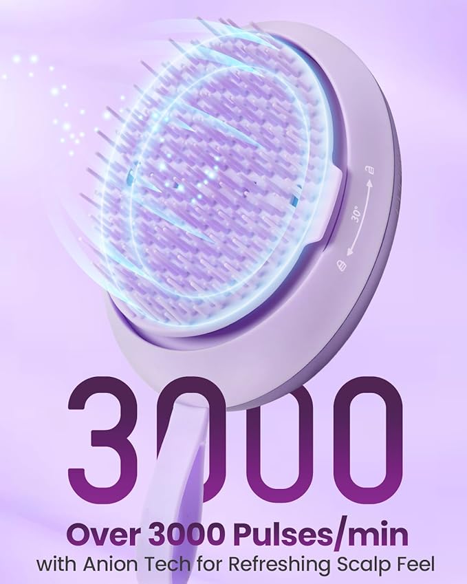 Electric Scalp Massager – Rechargeable Head Massager with Anion Technology, Portable Anti-Frizz Scalp Tool, Scalp Massager Gift for Men & Women(Purple) PUFIERDisco