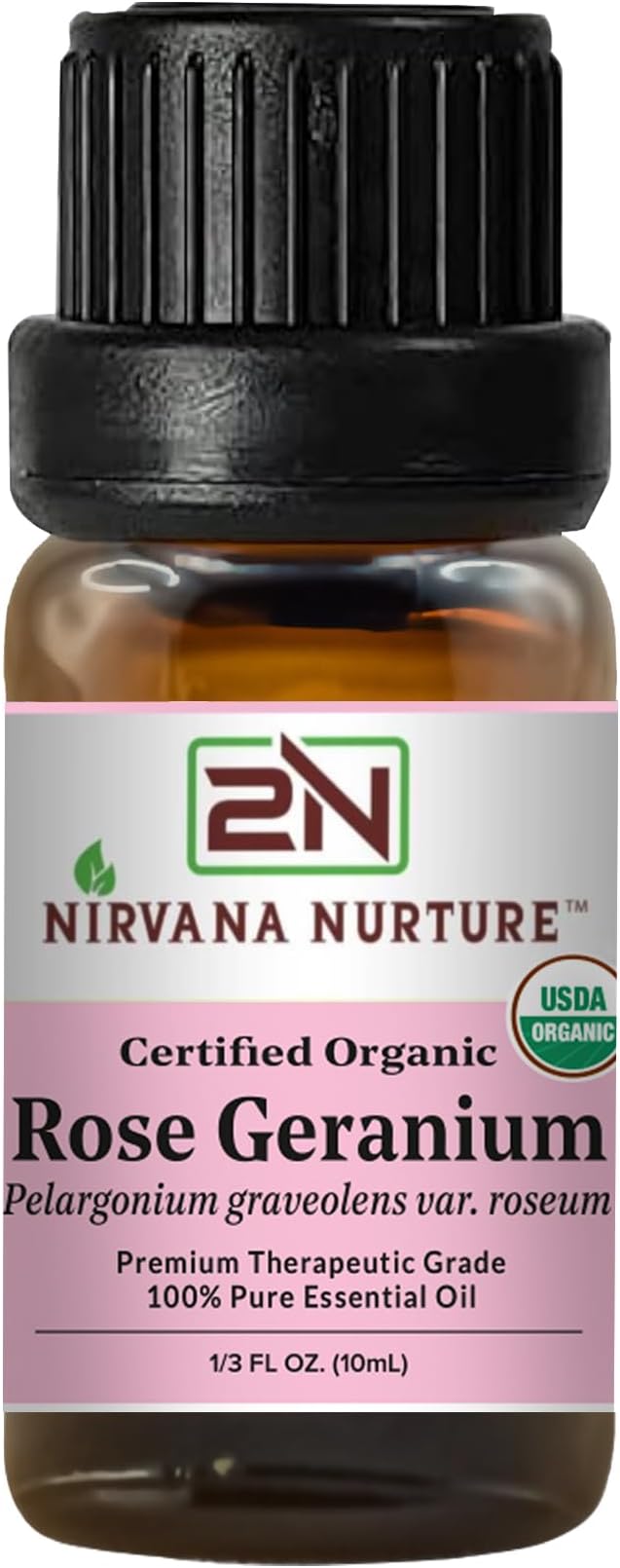Rose Geranium Essential Oil, USDA Certified Organic, 100% Pure Undiluted, Aromatherapy Oil for Diffuser, Hair & Skin Care NirvanaNurture
