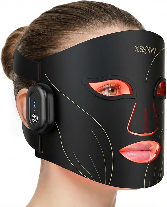 Red Light Therapy Mask for Face – 4 Mode Cordless LED Face Mask Light Therapy with Eye Protection, 850NM Infrared & Red Light, 10-Min Timing Function, 272 LED Beads, Rechargeable for At-Home & Travel MadeforEverydaySkinRoutines