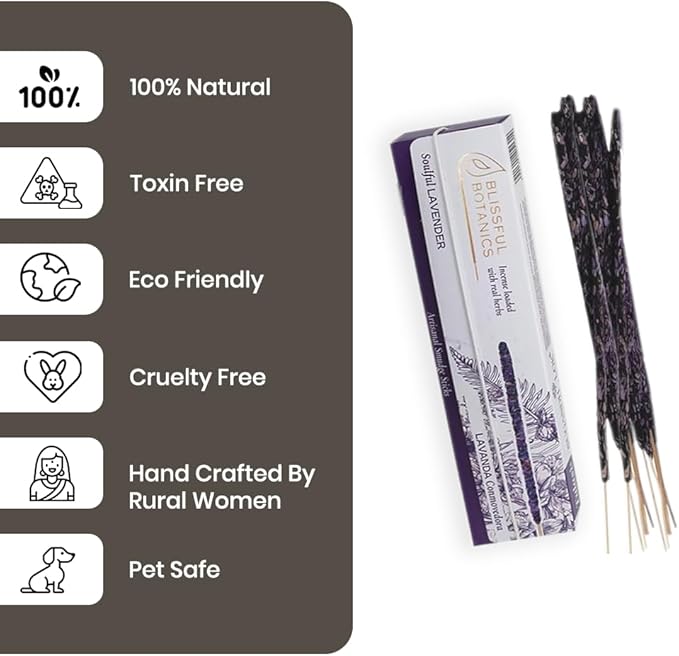Tulasi Lavender Incense Sticks for Calming (48 Scent Sticks) | with Real Herbs | Long-Lasting 55-Minute Burn | Natural Essential Oils | Perfect for Meditation, Relaxation & Improves Sleep Tulasi