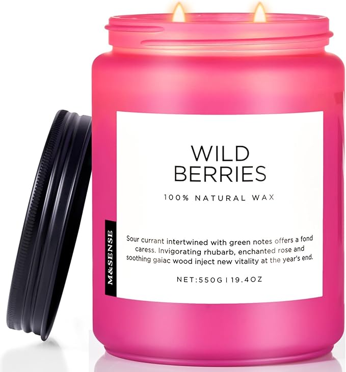M&SENSE Wild Berries Large Soy Candles for Home Scented Organic Natural Soy Wax Candle 19.4oz 110 Hour Long Lasting, Christmas Holiday Scented Winter Gift for Bedroom Bathroom Home Decor - Bloomnest