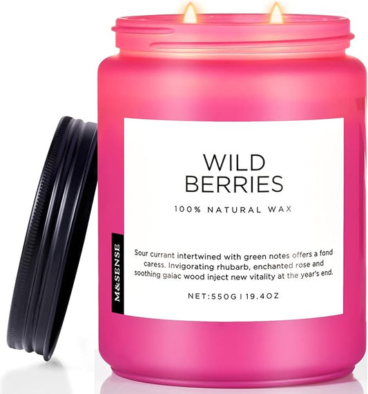 M&SENSE Wild Berries Large Soy Candles for Home Scented Organic Natural Soy Wax Candle 19.4oz 110 Hour Long Lasting, Christmas Holiday Scented Winter Gift for Bedroom Bathroom Home Decor - Bloomnest