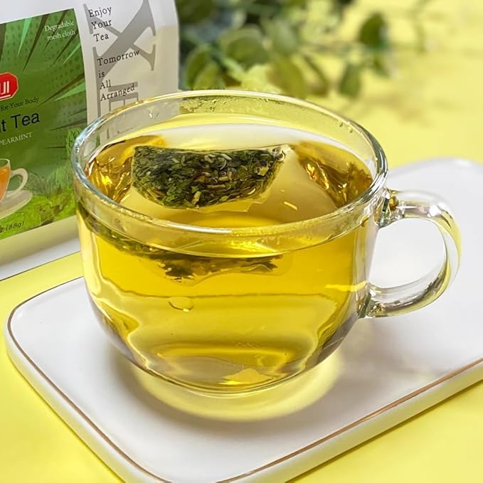 XIEJINJI Spearmint Tea Bags, 40 Count - 100% Pure Spearmint Leaves, Antioxidant-Rich, Supports Digestion, Refreshing & Soothing - Bloomnest