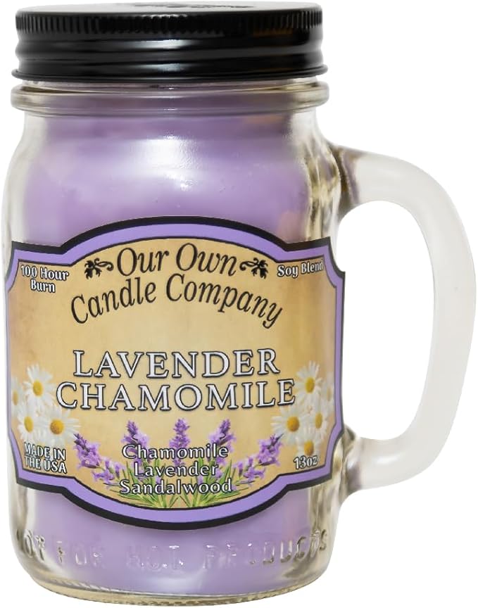 Our Own Candle Company Lavender Chamomile Scented Mason Jar Candle, 100 Hour Burn Time, Made in The USA - 13 Ounces - Bloomnest