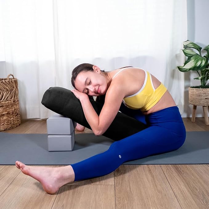Sol Living Yoga Bolster Pillow Rectangular Meditation Cushion Cotton Meditation Accessories for Restorative Yoga Meditation Pillow Yoga Pillow Firm Body Pillow Bolster Pillow for Legs Removable Cover - Bloomnest
