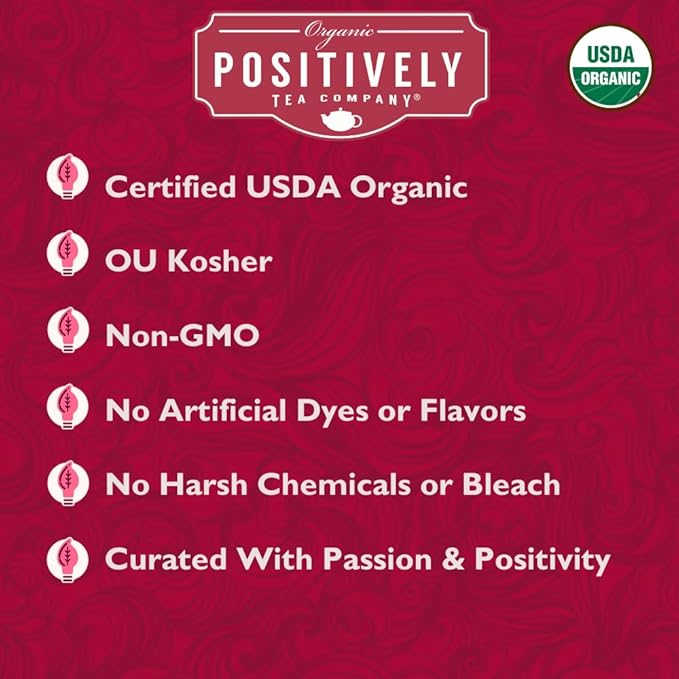 Organic Positively Tea Company, Hibiscus Herbal Tea Bags, 20 Count, 0.8 ounces - Bloomnest