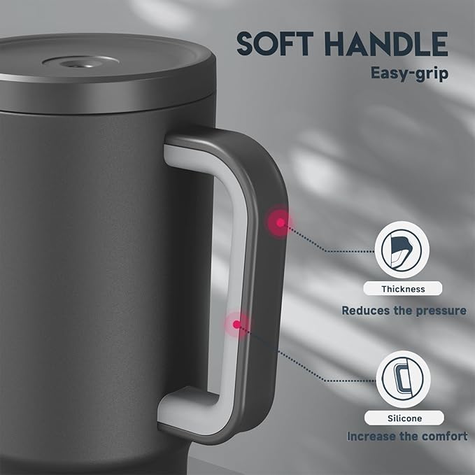 Meoky 30 oz Tumbler with Handle, Tumbler with Lid and Straw, Insulated Stainless Steel Travel Mug, 100% Leak-proof, Cupholder Friendly, Keeps Cold for 24 Hours or Hot for 8 Hours (Night) - Bloomnest