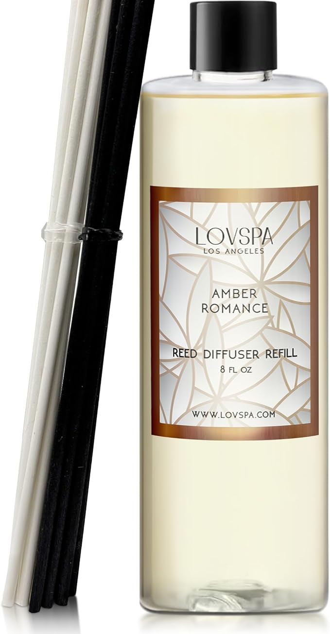LOVSPA Amber Romance Diffuser Oil - Essential Oils for Diffuser Refill & Air Freshener Room Spray - Long-Lasting & Natural Home Fragrance, Scented Oil for Diffusers, USA Made, 8 oz - Bloomnest