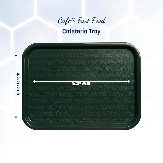 Carlisle FoodService Products CT121608 Cafe Standard Plastic Cafeteria/Fast Food Tray, NSF Certified, BPA Free, 16" Length x 12" Width, Forest Green (Pack of 24) - Bloomnest