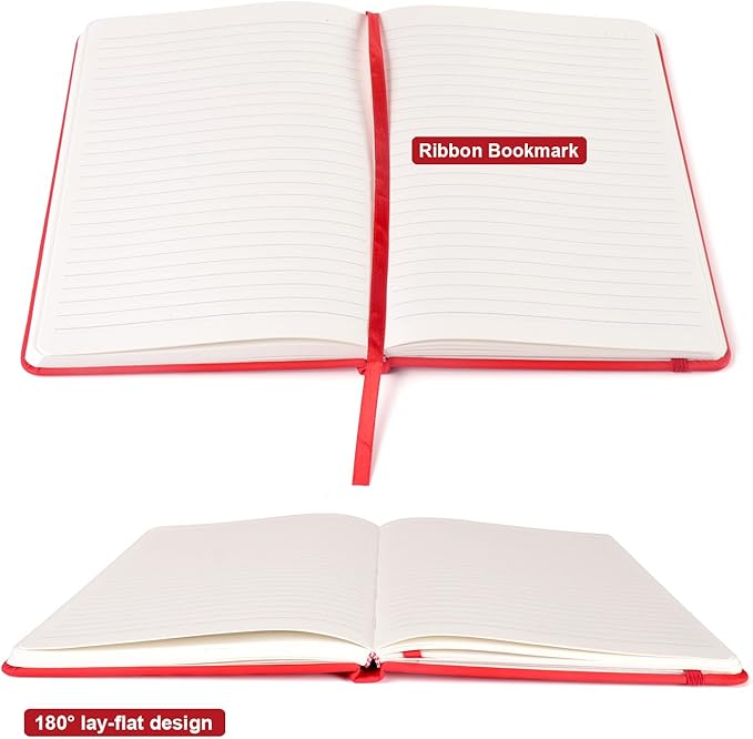 Comix Lined Journal Notebook for Women Men, Journaling Notebooks for Office School Home, 240 Pages, 5.5" x 8.3", College Ruled, A5, Hardcover, Red - Bloomnest