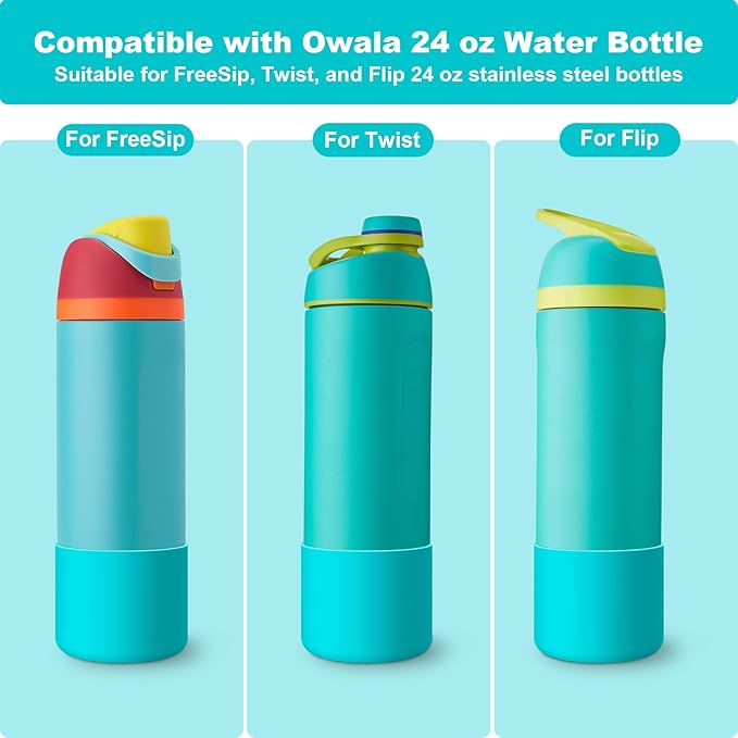 2PCS Silicone Water Bottle Boot for Owala 24oz 32oz 40oz, Anti-Slip Protective Sleeve Bottom Bumper Protector for FreeSip, Twist, and Flip Stainless Steel Water Bottles Alwenid