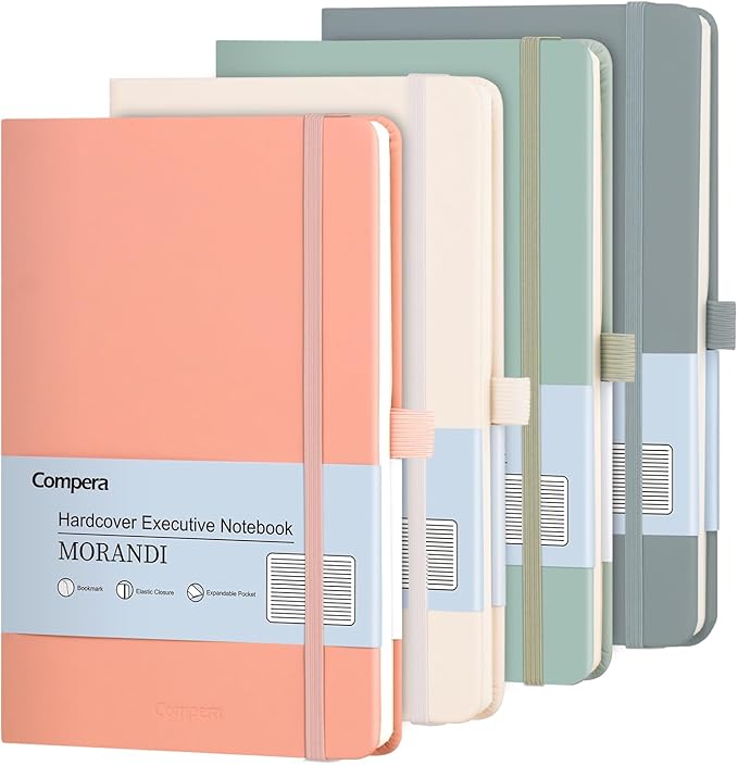 Comix 4 Pack Lined Journal Notebooks for Women, 176 Pages, 5.5 x 8.3, Hardcover, Morandi, 100gsm Paper, A5 Journaling Notebooks, Perfect for Work School Home - Bloomnest