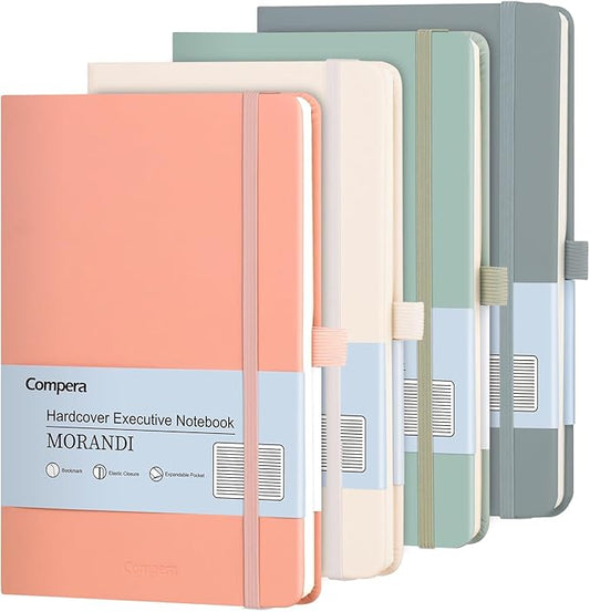 Comix 4 Pack Lined Journal Notebooks for Women, 176 Pages, 5.5 x 8.3, Hardcover, Morandi, 100gsm Paper, A5 Journaling Notebooks, Perfect for Work School Home - Bloomnest