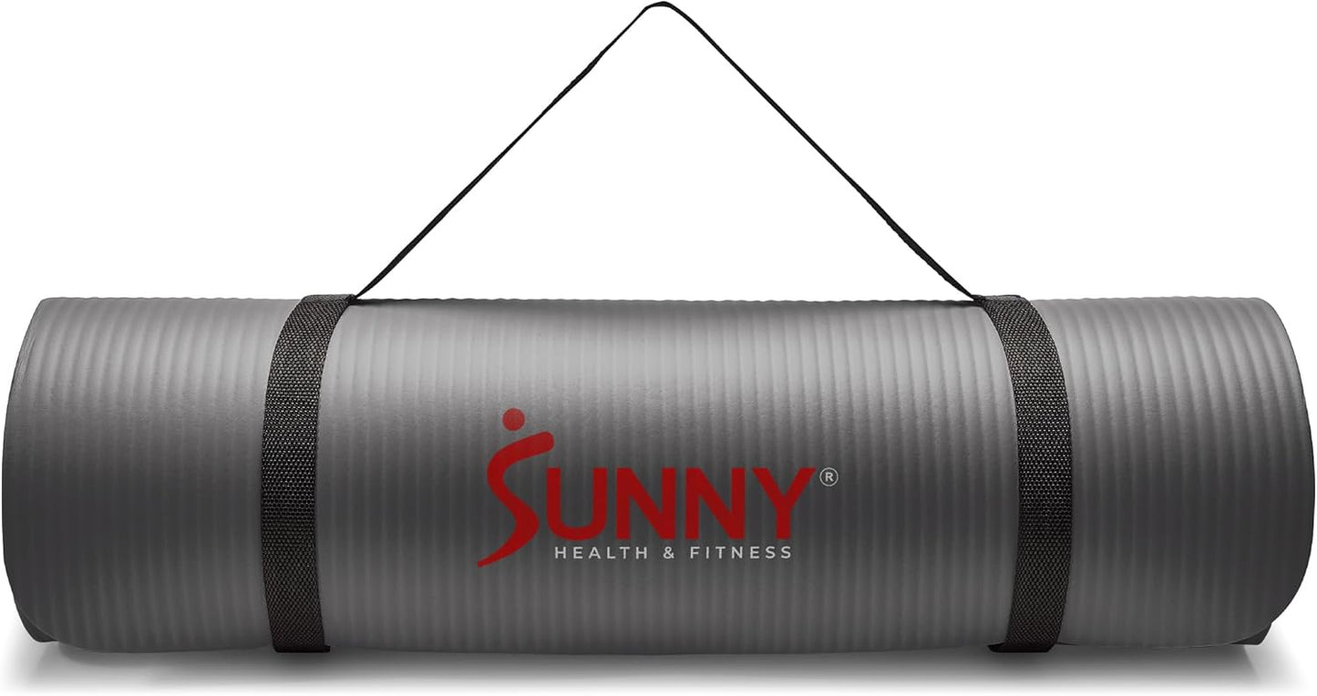 Sunny Health & Fitness Non-Slip Yoga Mat – Durable, Anti-Tear, Lightweight, Cushioned Support for Yoga, Pilates, Stretching Exercises, Meditation and Floor Workouts | Multiple Sizes & Colors