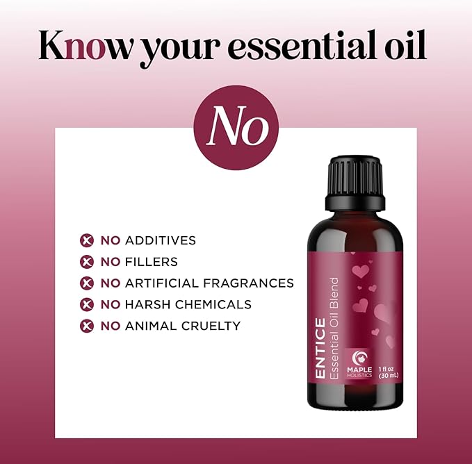 Entice Essential Oil Blend for Diffuser - Passionate Blend of Aromatherapy Oils for Couples with Lavender Palmarosa Clary Sage and Ylang-Ylang Essential Oil - Ignite The Romance Essential Oils Blend - Bloomnest