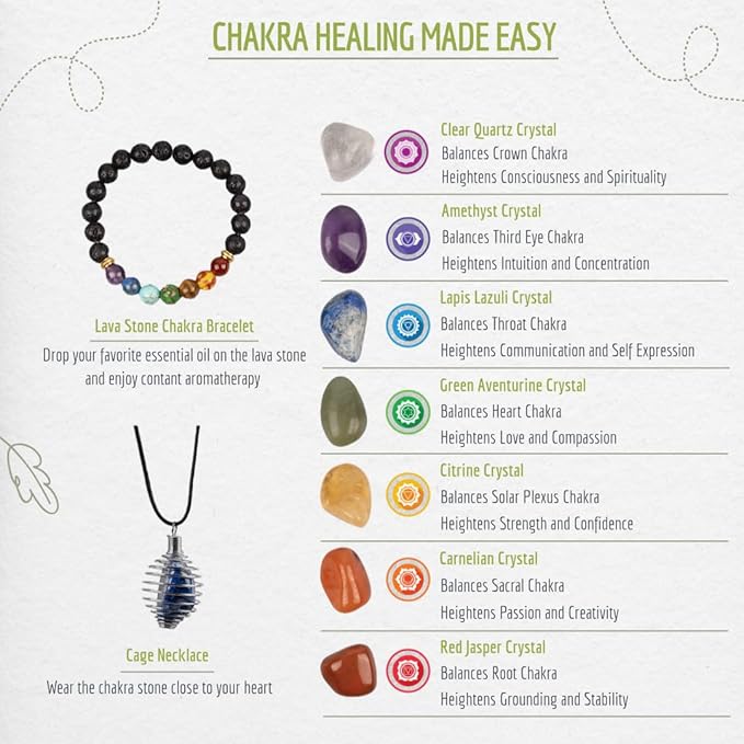 Tibetan Singing Bowl Set ~ 7 Chakra Stones and Lava Stone Chakra Bracelet ~ Easy to Play with Fabric Case, Cushion, Mallet ~ Handcrafted in Nepal for Meditation, Yoga, Spiritual Healing, & Mindfulness