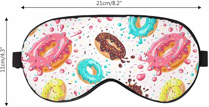 Donuts Sleep Eye Mask Pink Chocolate Lemon Blue Mint Glaze Falling Splashes Colored Glaze Sprinkles Men Women Sleep Mask with Adjustable Strap Eye Cover Eye Shade for Travel, Nap,Meditation - Bloomnest