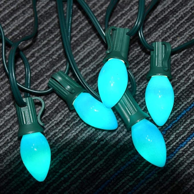 SUNSGNE C7 LED Blue Replacement Christmas Light Bulbs, 0.6W LED E12 Candelabra Base Bulbs - Great for Christmas Outdoor String Lights, Salt Lamp, Night Lights, Decorative Lights, Pack of 25 - Bloomnest