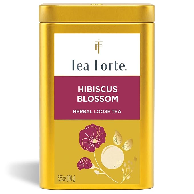 Tea Forte Hibiscus Blossom Premium Loose Leaf Caffeine-Free Herbal Tea Blend Canister, Makes 35-50 Cups - Bloomnest