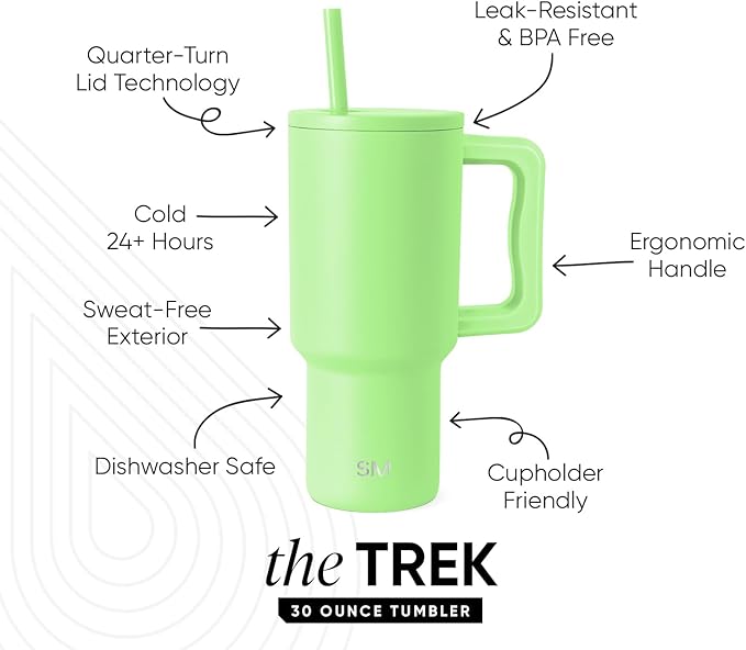Simple Modern 30 oz Trek Tumbler with Handle and Straw Lid | Cup Holder Friendly Insulated Stainless Steel Travel Mug | Baja SimpleModern