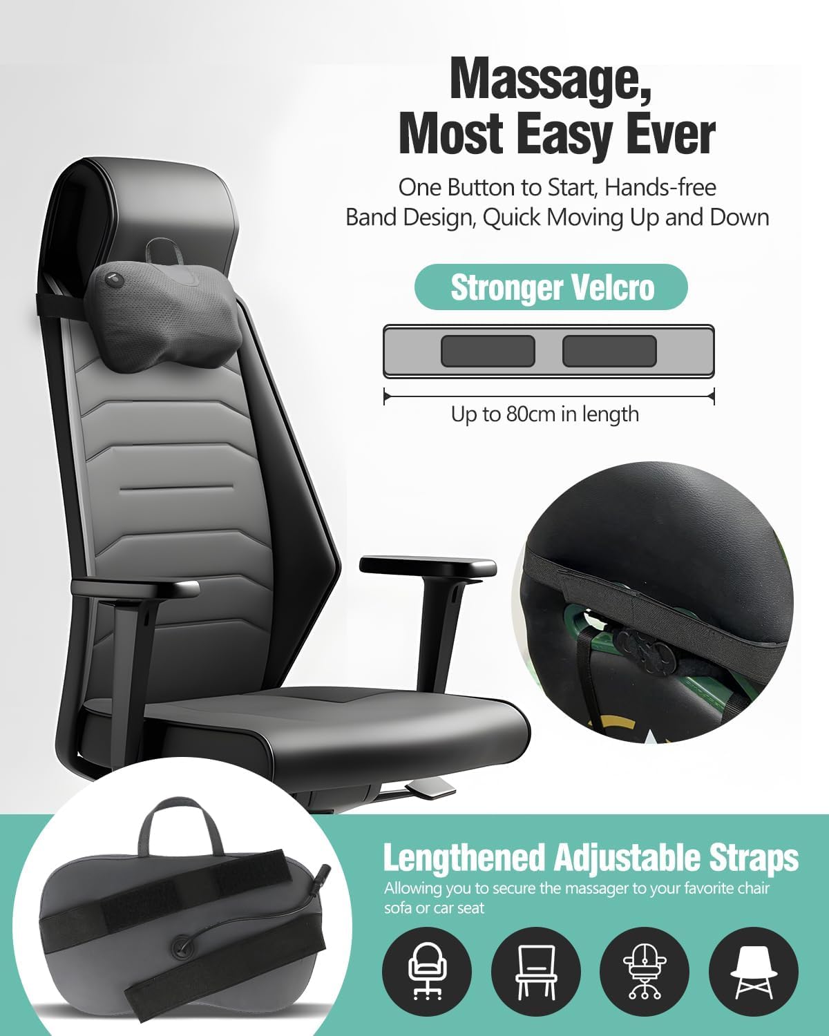 Back Massager Pillow for Pain Relief Deep Tissue - Shiatsu Kneading Neck and Shoulder Massager with Heat - Protable Electric Massage Pillow with Carry Handle - Gift for Women/Men