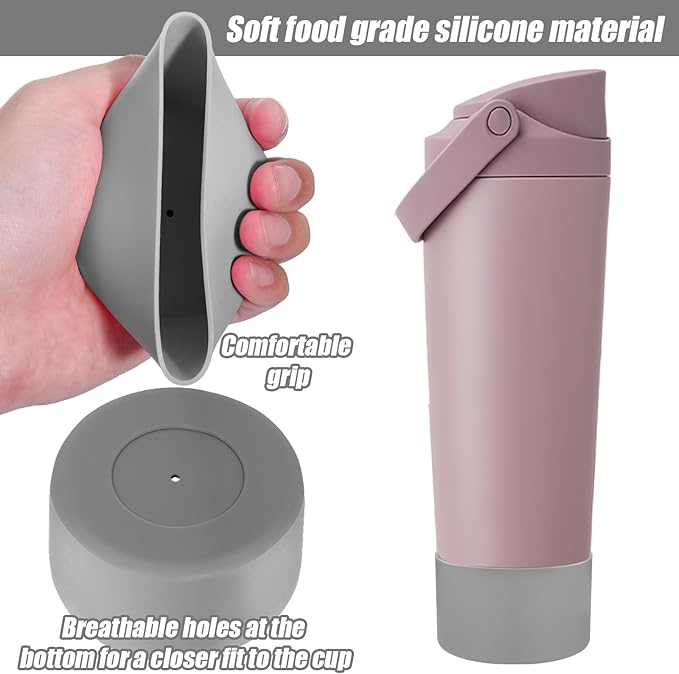 Mity rain 2PCS Protective Silicone Boots for Owala 30oz & 40oz FreeSip Sway Bottles & Tumblers - Accessories for owala, Enhances Stability & Prevents Scratches (Light Gray) Mityrain