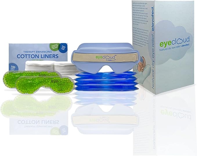Eye Eco Eyecloud Kit - Blue - Moist Heat & Cold Therapy Home Eye Mask Kit with Moisture-Locking Technology for Soothing Dry Eyes - Bloomnest