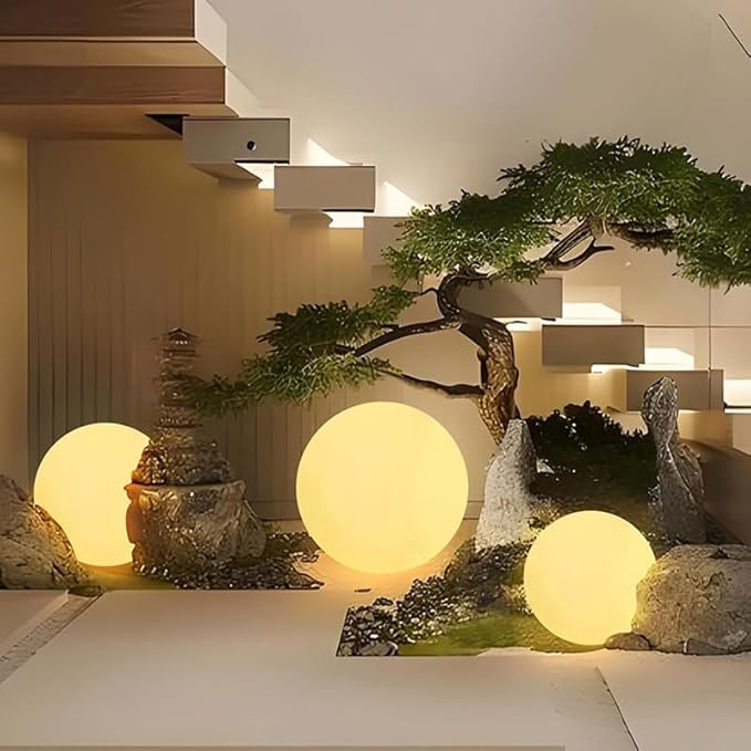 Globe Floor Lamp, 14-in Rechargeable LED Ball Light Globe Light w/Remote, Versatile Glowing Orb Mood Lamps Waterproof Outdoor Orb Lamp, Dimmable RGB Color Changing Light Up Ball for Home Garden Yard - Bloomnest