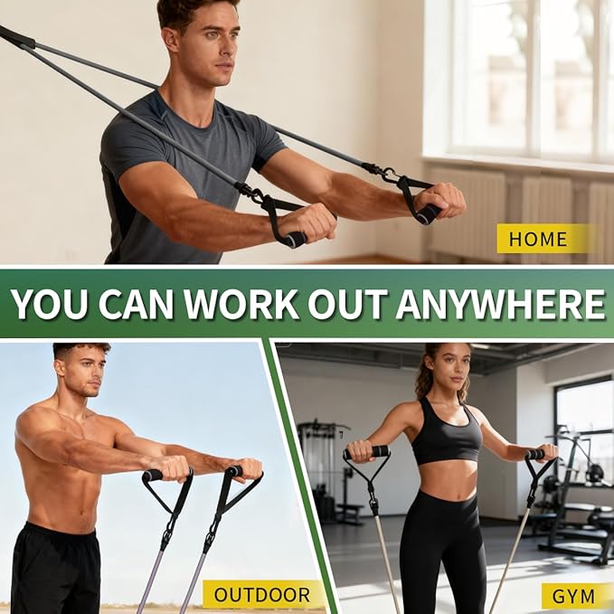 WHATAFIT Resistance Bands, Exercise Bands，Resistance Bands for Working Out with Handles for Men and Women Fitness, Strength Training Home Gym Equipment - Bloomnest