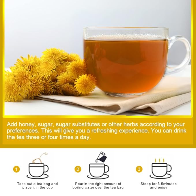 Organic Dandelion Leaf & Root Tea, Supports Kidney Function and Healthy Digestion, Caffeine Free, 30 Tea Bags - Bloomnest