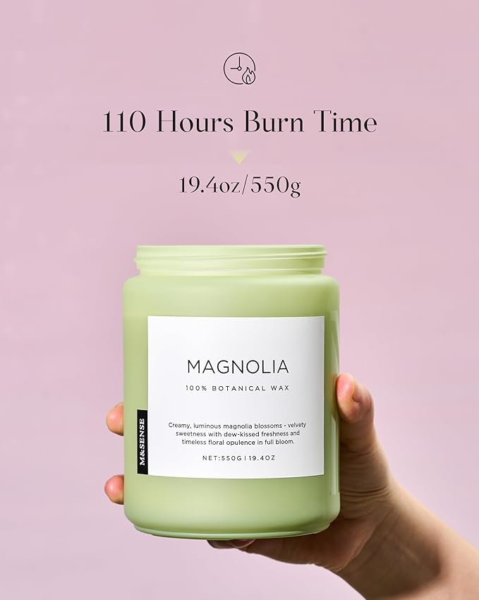 M&SENSE Magnolia Jasmine Romantic Scented Candle, 19.4oz 110 Hours Long Lasting Clean Non Toxic All Natural Soy Wax Candle for Relaxing & Stress Relief, 2 Wick Home Fragrance Gifts for Home Decor - Bloomnest