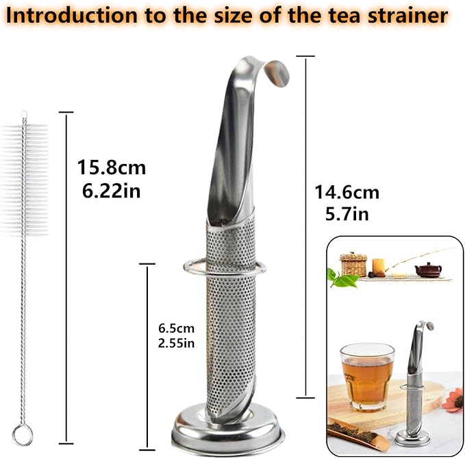 2 Sets Upgraded Version Tea Strainer, Tea Diffusers For Loose Tea，It Is Also Equipped With A Base And A Brush For Easy Placement，Tea Infuser For Loose Leaf Tea Applicable To Office, Home, Travel