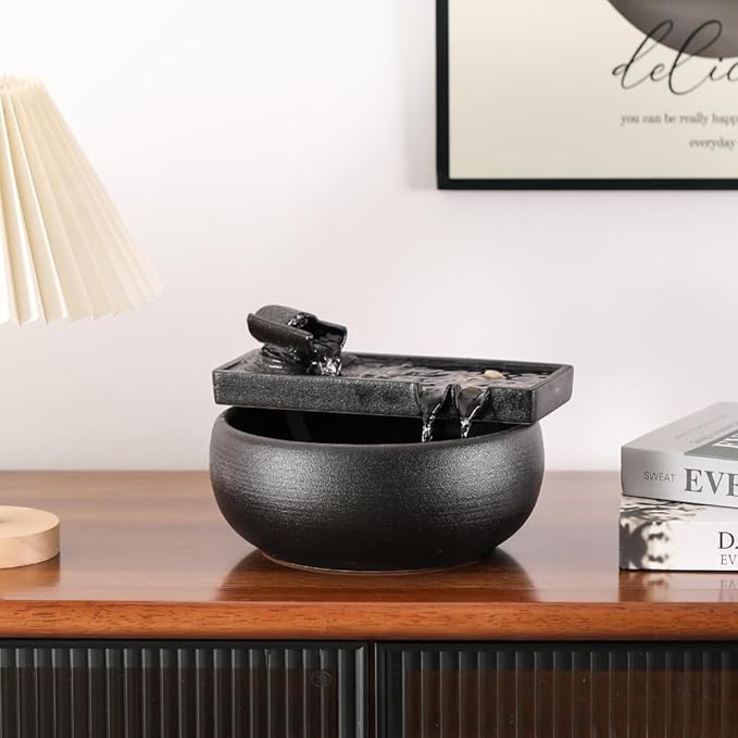 Ceramic Tabletop Fountain for Indoor and Outdoor Table Desk Office Patio (Ceramic Fountain) - Bloomnest