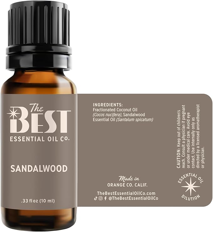 The Best Sandalwood Essential Oil- Premium Grade- Diluted in Fractionated Coconut Oil for Aromatherapy, Spa, Massage- 10 ml (.33 fl oz) - Bloomnest