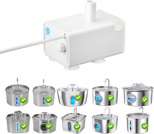 Cat Water Fountain Ultra Quiet Replacement Pump JY-830 Compatible with Stainless Steel Cat & Dog Drinking Fountains,Pump Protection Automatic Pet Water Fountain Water Pump (JY-830 Plus) - Bloomnest