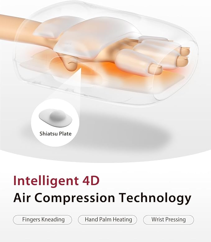 CINCOM Hand Massager with Heat and Compression, Finger and Palm Massage Machine for Pain Relief, Arthritis and Improved Circulation, Gifts for Women (Crow)
