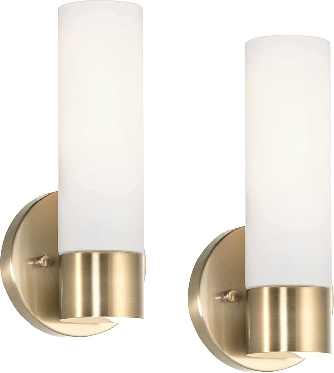 Kira Home Sol 10" Modern Wall Sconce with Frosted Glass Shade, for Bathroom/Vanity, Cool Brass Finish, 2-Pack - Bloomnest