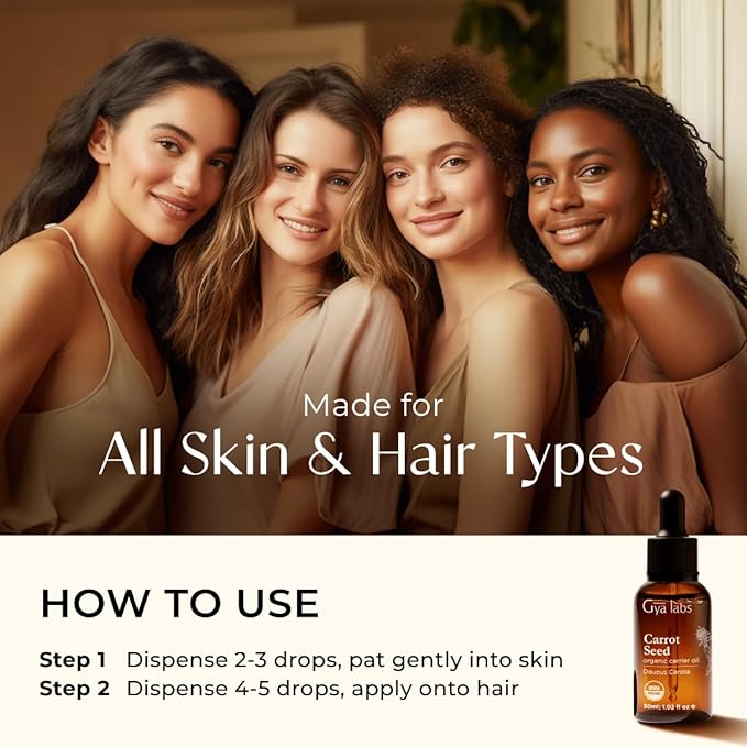 Gya Labs Carrot Seed Carrier Oil - 1 Fl Oz - for Hair, Skin, Face, Scalp & Body Massage - Bloomnest